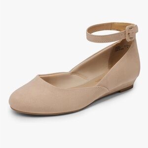 Dream Pairs Beige Ankle Strap Flats